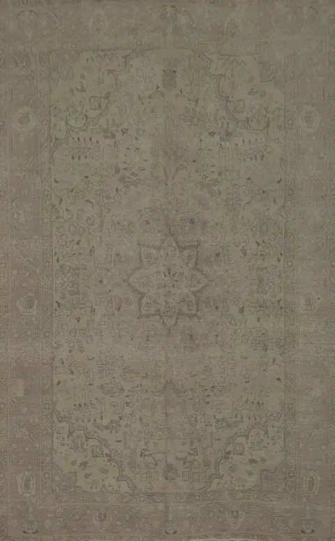 Relaxing Neutral Toned Vintage Tabriz Distressed Area Rug 7x10