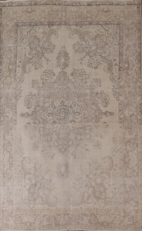 Distressed Wool Tabriz Persian Area Rug 6x10