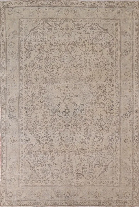 Distressed Muted Tabriz Persian Area Rug 6x9