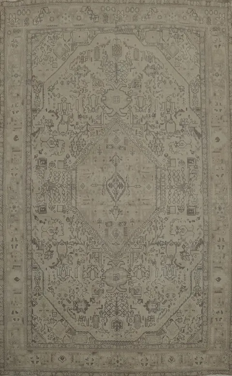 Neutral Muted Tones in a Vintage Tabriz Persian Area Rug 7x10
