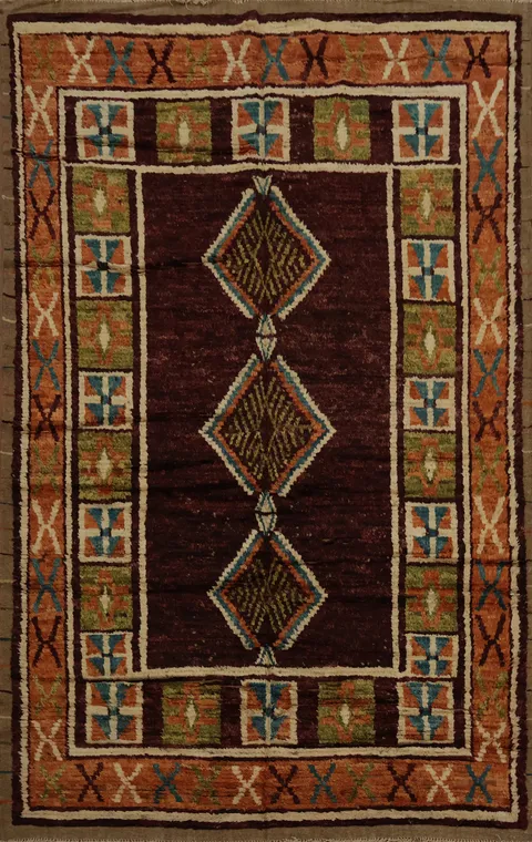 Authentic Moroccan Area Rug 7x10 with Rich Geometric Patterns and Bold Hues