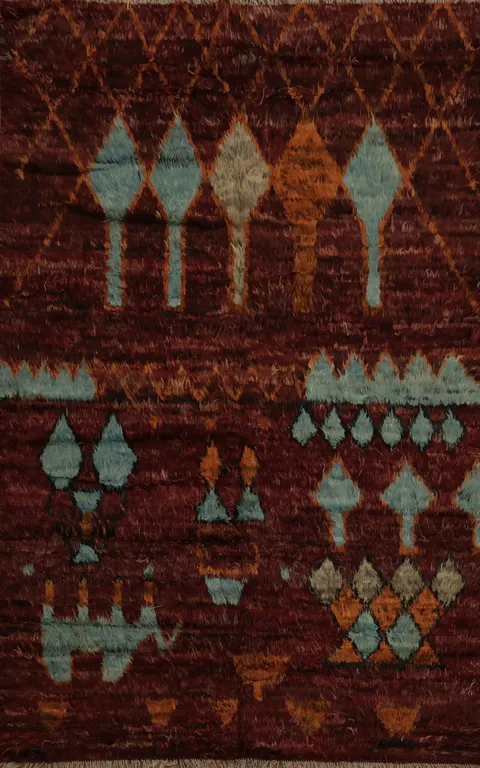 Warm Toned Berber Moroccan Area Rug 7x10 with Intricate Details