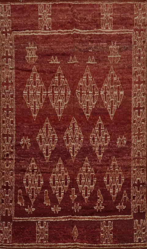 Geometric Moroccan Wool Area Rug 7x10