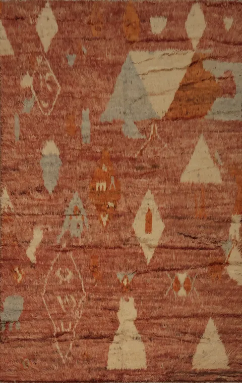 Artistic Decor Moroccan Area Rug 7x9 in Earthy Orange Shades