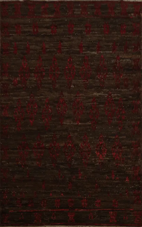 Brown and Red Crafted Moroccan Area Rug 6x8
