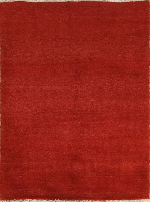 Solid Rust Gabbeh Persian Rug 5x6