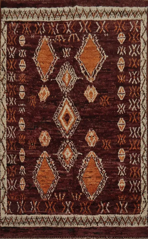Bohemian Charm Diamond Moroccan Wool Area Rug 7x10
