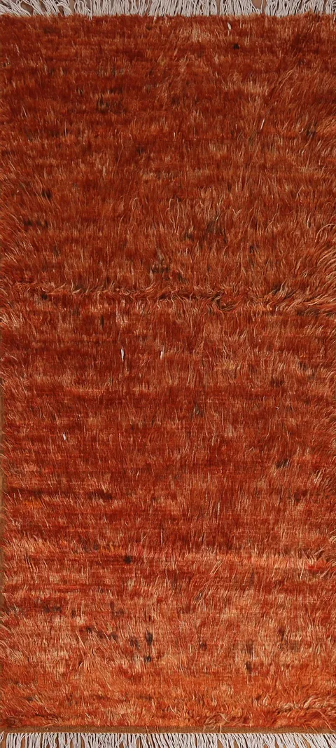 Orange Moroccan Berber Wool Runner Rug 3x7