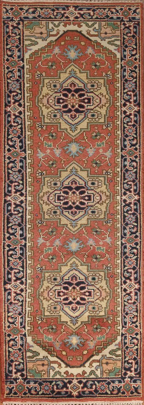 Geometric Heriz Serapi Runner Rug 3x8