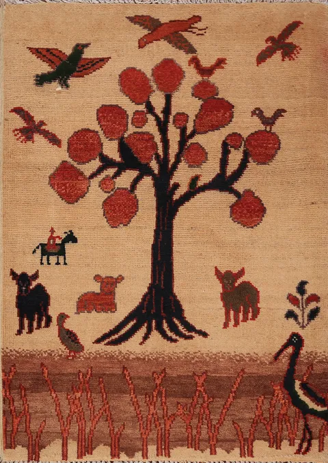 Hunting Animals Design Kazak Oriental Foyer Rug 2x3