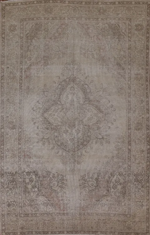 Distressed Wool Tabriz Persian Area Rug 7x10