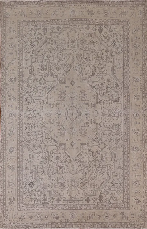 Distressed Muted Tabriz Persian Area Rug 6x9