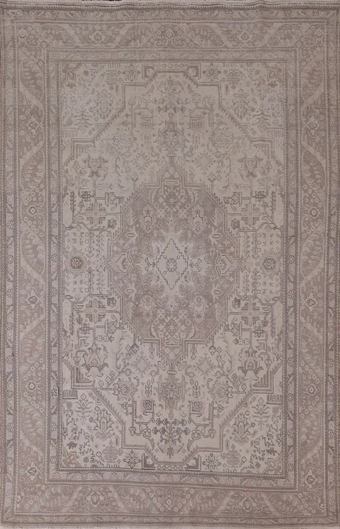 Muted Distressed Tabriz Persian Area Rug 7x9