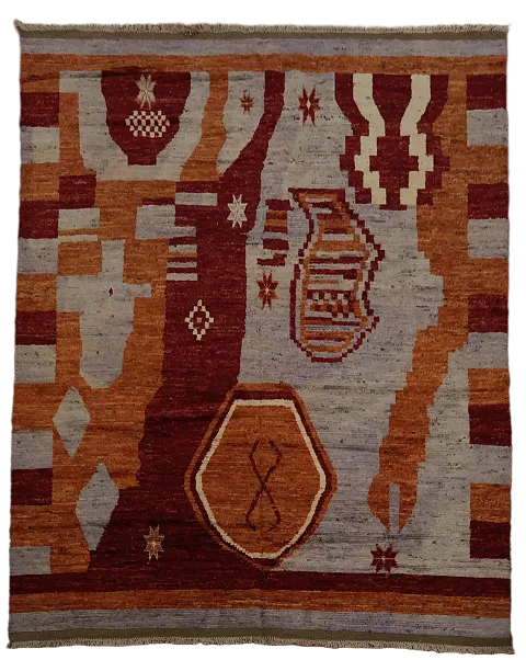 Vibrant Pattern and Earthy Colors Moroccan Area Rug 8x10