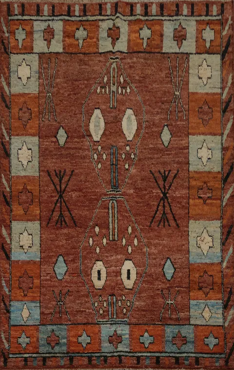 Artisan Moroccan Area Rug 7x10 with Rustic Design for Cozy Interiors