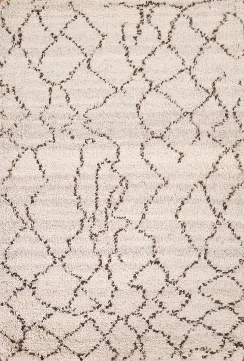 Hand-Knotted Moroccan Wool Rug 2x3
