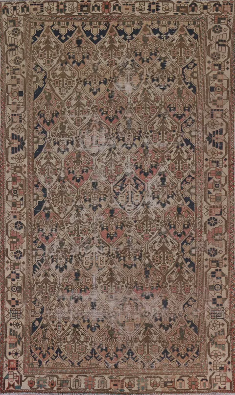 Distressed Wool Bakhtiari Persian Area Rug 6x10