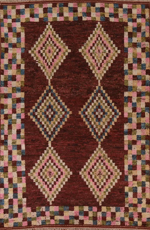 Checkered Moroccan Oriental Area Rug 6x8