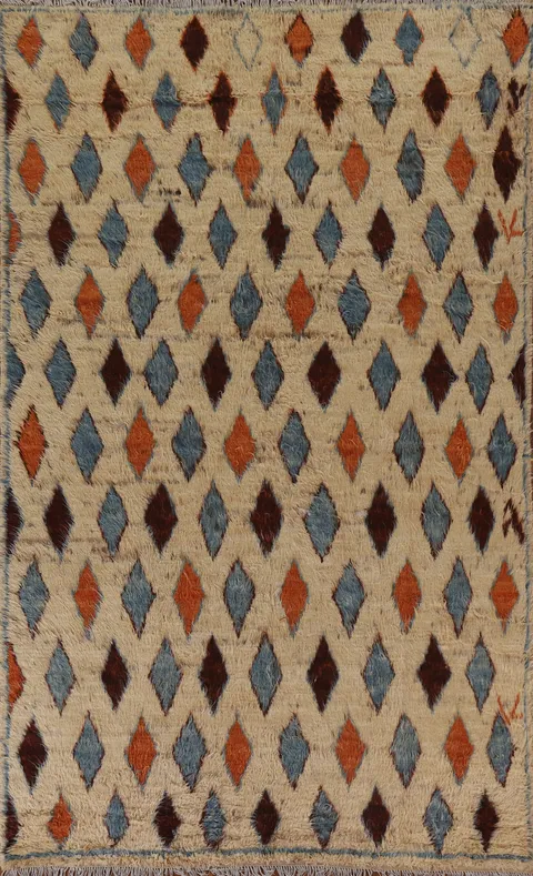Geometric Moroccan Wool Area Rug 7x10