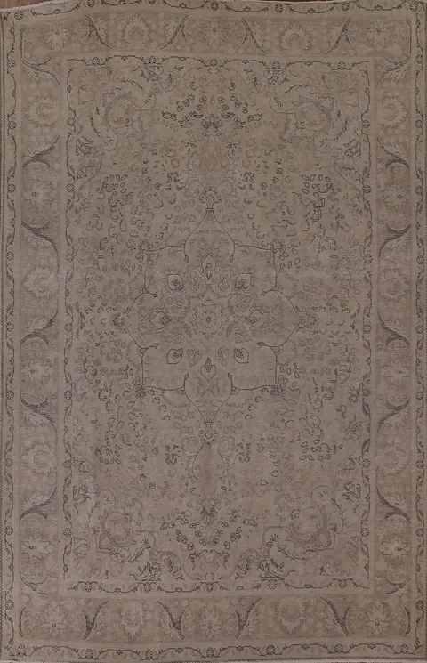 Distressed Muted Tabriz Persian Area Rug 7x9