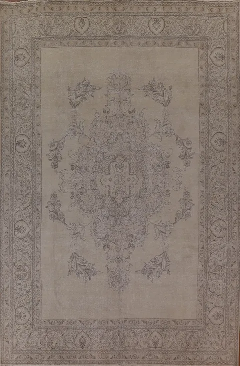 Distressed Wool Tabriz Persian Area Rug 10x13