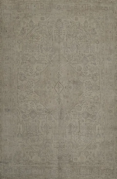 Distressed Tabriz Persian Area Rug 10x13 with Vintage Geometric Motifs