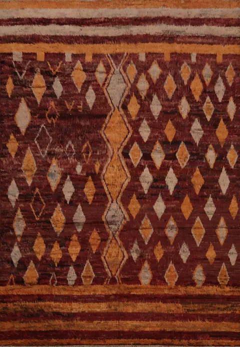 Stunning Artisanal Moroccan Area Rug 9x12 Deep Rich Hues and Unique Design