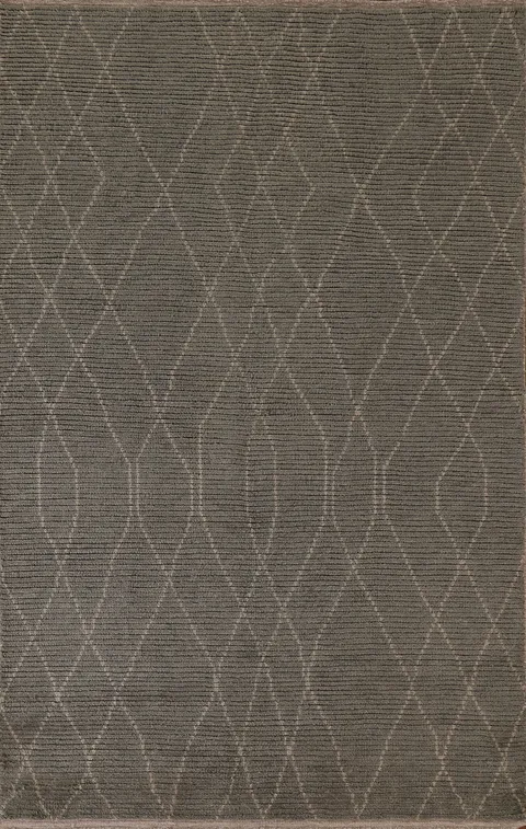 Green Trellis Wool Moroccan Area Rug 6x8