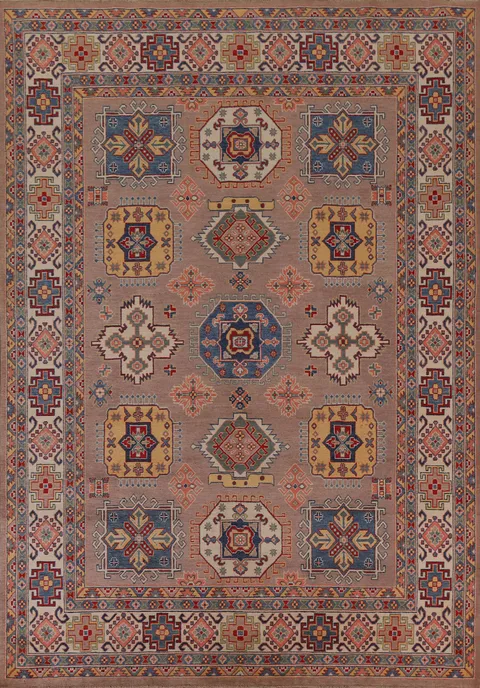 Geometric Kazak Vegetable Dye Area Rug 8x10
