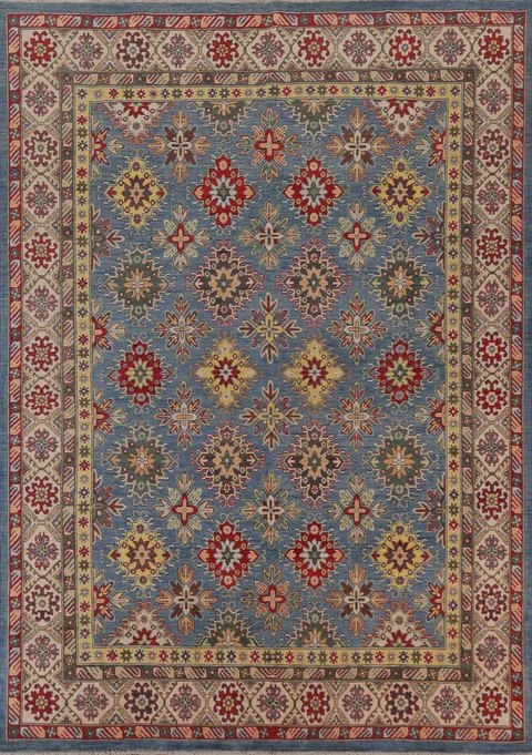 Light Blue Kazak Vegetable Dye Area Rug 8x10