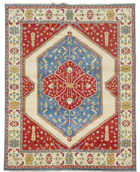 Luxurious Red, Blue, and Beige Medallion Area Rug Elegance 8x10