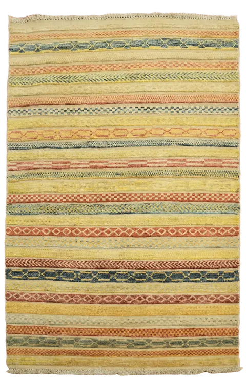 Gabbeh Kashkoli Striped Rug 3x5