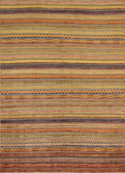 Striped Gabbeh Kashkoli Wool Area Rug 5x6