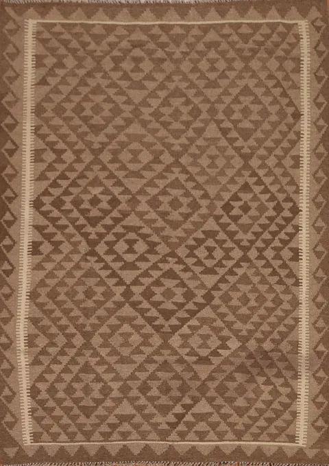 Brown Kilim Hand Woven Area Rug 5x7