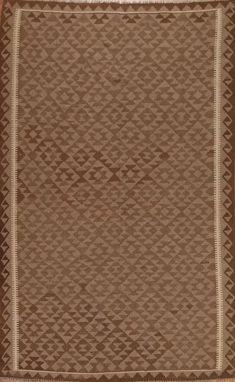 Brown Kilim Hand Woven Area Rug 7x10