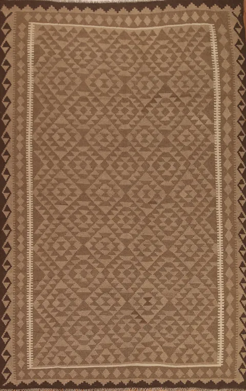 Brown Kilim Hand Woven Area Rug 7x10