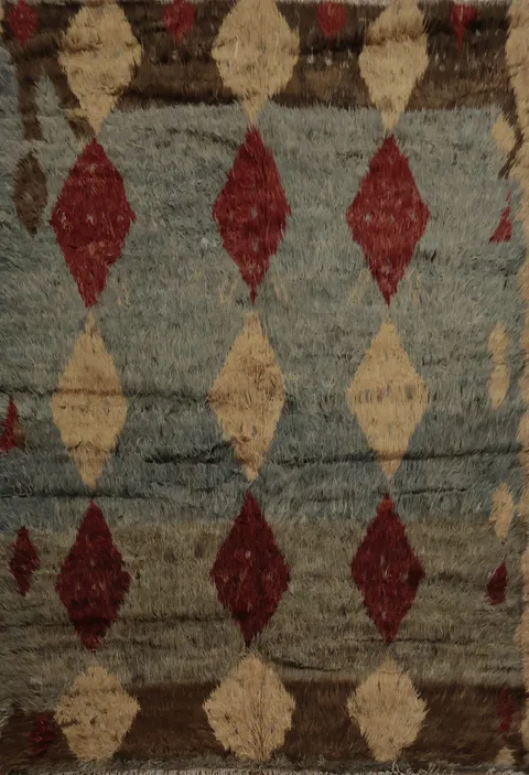 Moroccan Berber Area Rug 8x10 Featuring Timeless Diamond Motifs