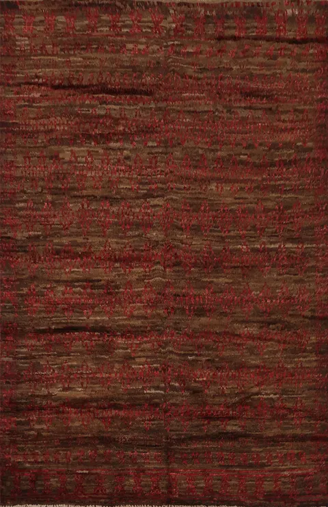 Brown Wool Moroccan Oriental Area Rug 6x8