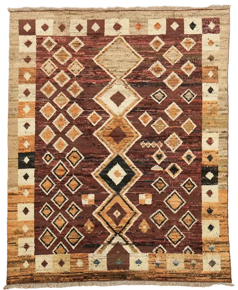 Rustic Charm: Earth-Toned Handmade Moroccan Rug 8x10 ft
