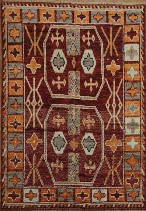 Red Moroccan Oriental Area Rug 7x10