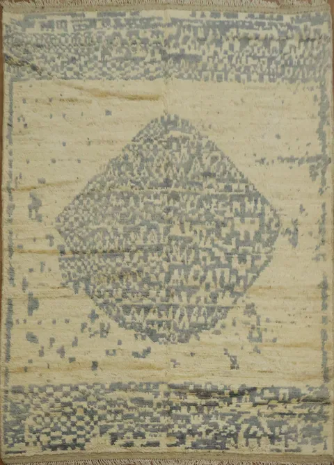 Hand-Knotted Moroccan Wool Area Rug 6x8
