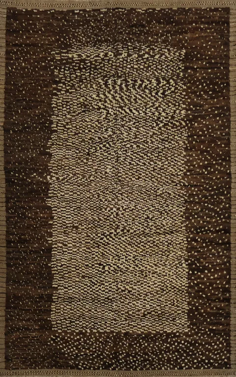 Textured Moroccan Area Rug 7x10 with Dark Border Design