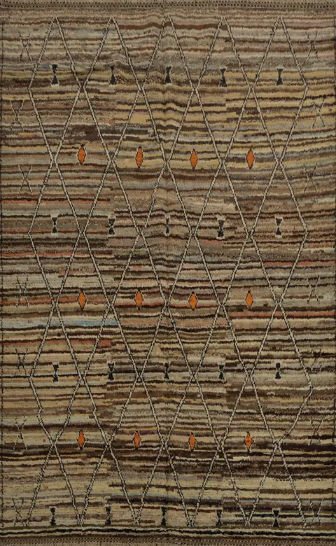 Hand-Knotted Wool Moroccan Area Rug 7x10