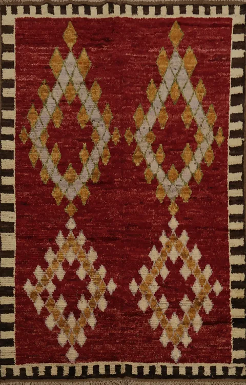 Geometric Red Moroccan Area Rug 6x8