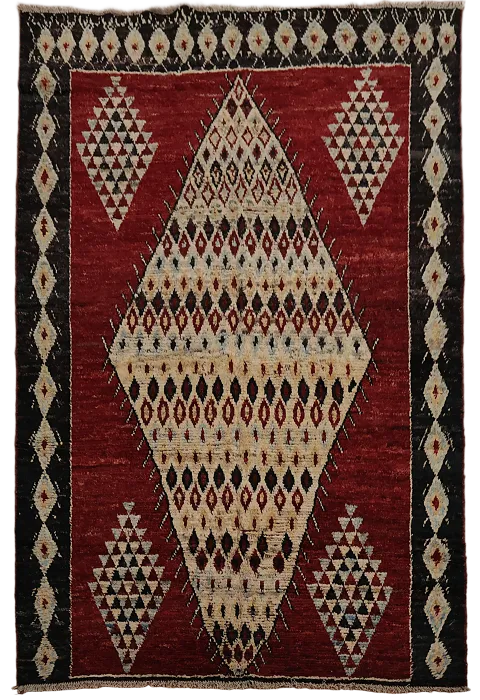 Red Tribal Diamond Moroccan Area Rug 7x10 for a Classic Look