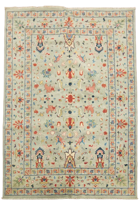 Gray Wool Kazak Handmade Area Rug 7x10
