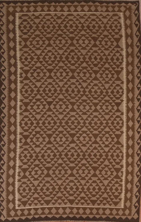 Brown Kilim Hand Woven Area Rug 7x10
