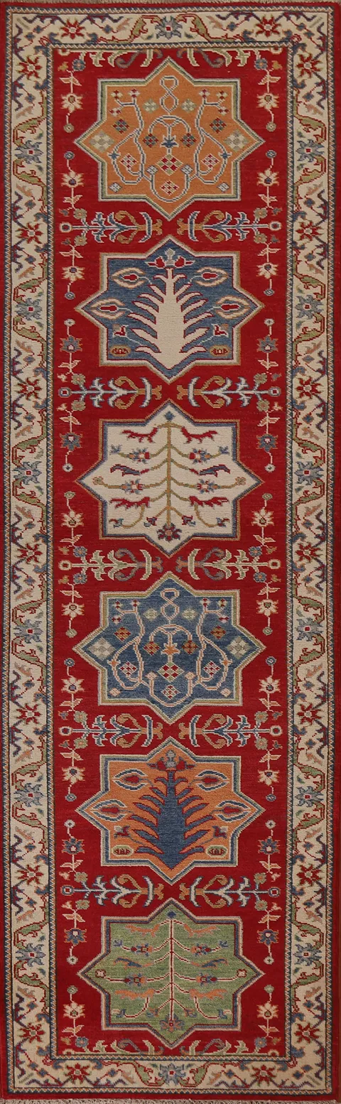 Handmade Kazak Oriental Runner Rug 3x10