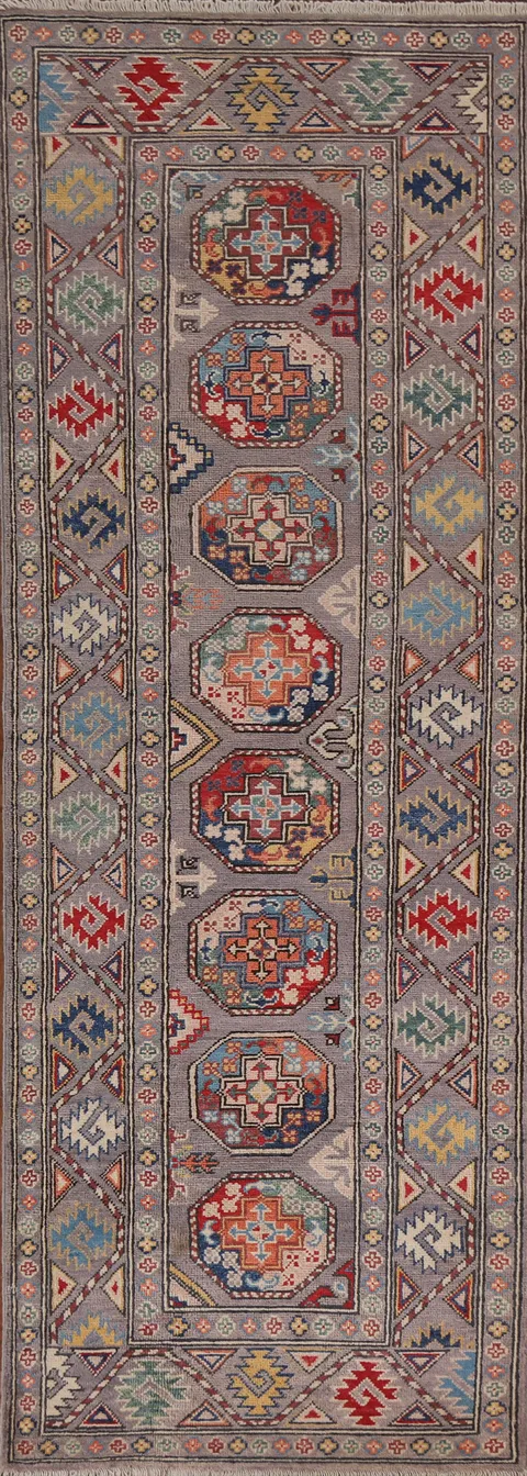Handmade Kazak Oriental Runner Rug 3x8