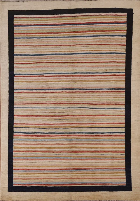 Striped Gabbeh Kashkoli Oriental Area Rug 5x6